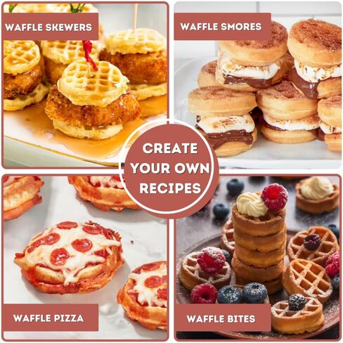 16 PCS Mini Waffle Maker Machine, Nonstick Waffles Iron Quick Heat-Up Surface, Simple & Easy Tiny Chaffle Baker for Home & Restaurants, Small Bites for Kids, Perfect for Breakfast, Desserts & Snacks in Saudi Arabia