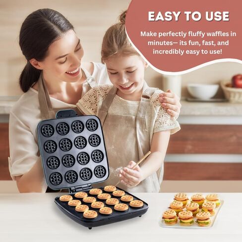 16 PCS Mini Waffle Maker Machine, Nonstick Waffles Iron Quick Heat-Up Surface, Simple & Easy Tiny Chaffle Baker for Home & Restaurants, Small Bites for Kids, Perfect for Breakfast, Desserts & Snacks in Saudi Arabia