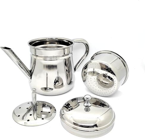 وعاء قهوة KERAM Percolator، سعة 6.7 أونصة سائلة (200 مل)، سعة 2-4 أكواب، من الفولاذ المقاوم للصدأ، ماكينة صنع القهوة المحمولة للتخييم، صب فوق غير كهربائية in Kuwait