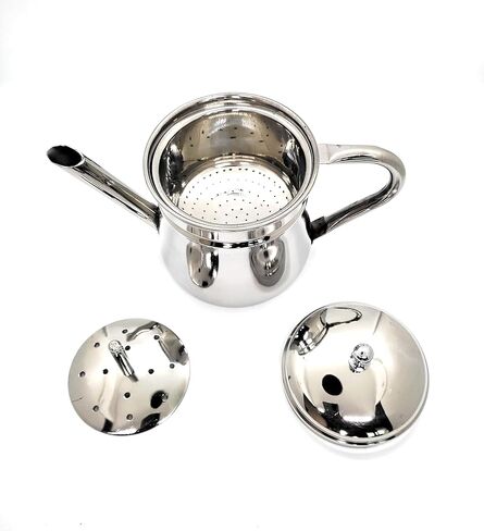 وعاء قهوة KERAM Percolator، سعة 6.7 أونصة سائلة (200 مل)، سعة 2-4 أكواب، من الفولاذ المقاوم للصدأ، ماكينة صنع القهوة المحمولة للتخييم، صب فوق غير كهربائية in Kuwait