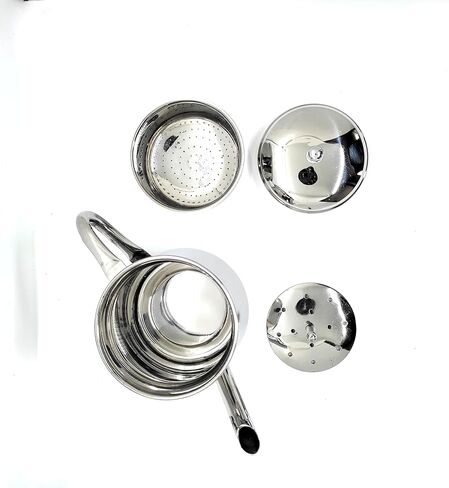 وعاء قهوة KERAM Percolator، سعة 6.7 أونصة سائلة (200 مل)، سعة 2-4 أكواب، من الفولاذ المقاوم للصدأ، ماكينة صنع القهوة المحمولة للتخييم، صب فوق غير كهربائية in Kuwait