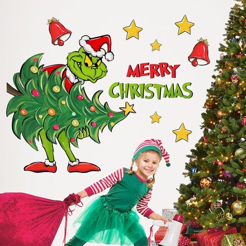 ملصقات جدارية على شكل شخصيات كرتونية من Mfault Merry Christmas، إكليل شجرة عيد الميلاد الوردي، ديكورات أقصى للكلاب، فن غرفة النوم، جرس جلجل النجمة للعام الجديد 2025 ديكور المنزل والمطبخ، هدايا العطلات in Saudi Arabia