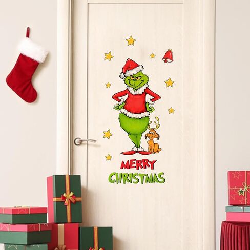 ملصقات جدارية على شكل شخصيات كرتونية من Mfault Merry Christmas، إكليل شجرة عيد الميلاد الوردي، ديكورات أقصى للكلاب، فن غرفة النوم، جرس جلجل النجمة للعام الجديد 2025 ديكور المنزل والمطبخ، هدايا العطلات in Saudi Arabia