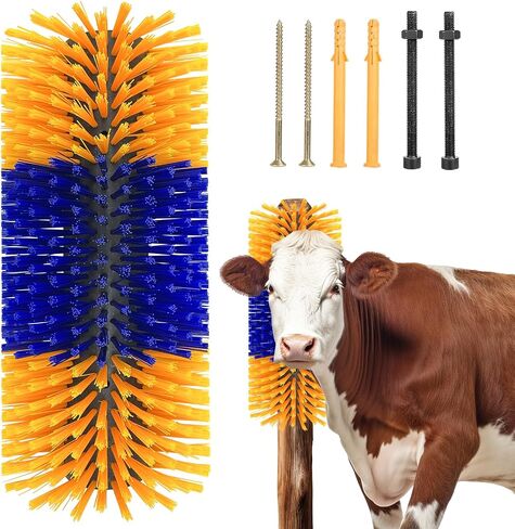 2 PC Livestock Scratch Brushes, Full Massage Brush Kit with 4 Screws, Horse Brush for Grooming, Goat Brush Relieve Itching on the Back of Livestock for Horse Cow Goat Cattle Pig Sheep in Saudi Arabia