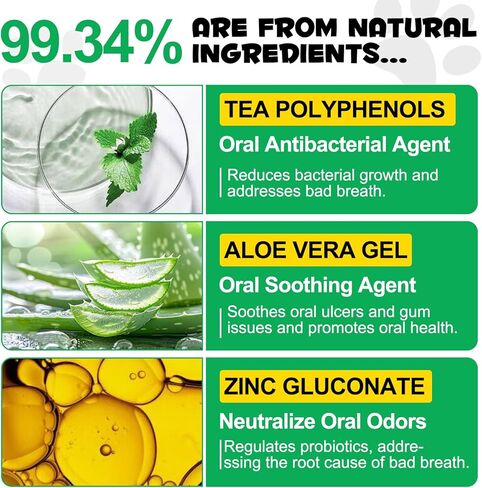 Oral Care Spray for Dogs, Pet Breath Dental Care Spray with Natural Ingredients, Dog Breath Freshener for Bad Breath, Plaque and Tartar, Pet Health Supplies Teeth Treatment Spray - 5.1 Fl Oz / 150ml in Kuwait