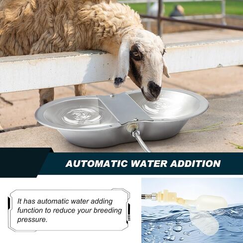 Blulu 19.88 x 11.02 x 3.54 Inch Automatic Water Bowl Dispenser with Float Valve Stainless Steel Waterer Self Filling Water Trough for Dog Horse Farm Animal with Water Hose Brass Connector Tape Brush in Saudi Arabia