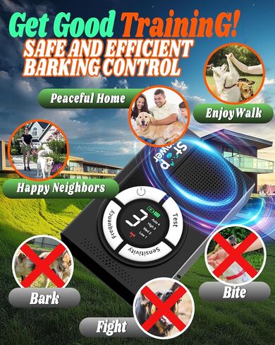 Anti Barking Device, 1500 mAh Rechargeable Ultrasonic Dog Barking Deterrent Devices Safe for Dogs, 2-in-1 Dog Barking Control Devices Up to 50 Ft Range Dog Training & Behavior Aids in Saudi Arabia