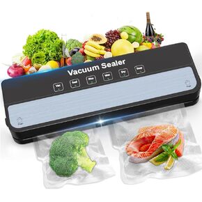 Vacuum Sealer Machine Food Vacuum Sealer for Food Storage Food Sealer Machine 6-in-1 for Dry/Moist Modes, Compact Design with 10 Vacuum Sealer Bags