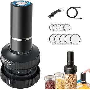 Electric Mason Jar Vacuum Sealer Kit for Regular Mouth and Wide Mouth Mason Jar, Portable Cordless Vacuum Sealer for Food Storage in Mason jar Canning, Vacuum Sealer Mason Jar