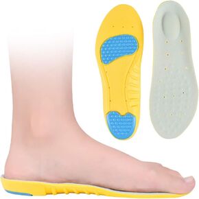Sports Shoe Insoles (2 Pairs) Sports Shock Absorption Shoes Insoles Plantar Fasciitis Orthotic Heel Pain Relief Memory Foam Inserts
