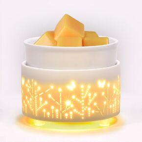 Porcelain Essential Oil Burner Curve Graphic Design Aromatherapy, Electric Candle Scented Wax Cubes Melt Warmer, Flameless