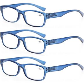 MODFANS 3 Pack Plastic Frame Spring Hinges Reading Glasses Vintage Quality Comfort for Men and Women +1.00