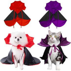 2Pcs Cat Dog Halloween Costume Cosplay Vampire Cape Pet Holiday Dress Cape for Small Medium Dog Cats
