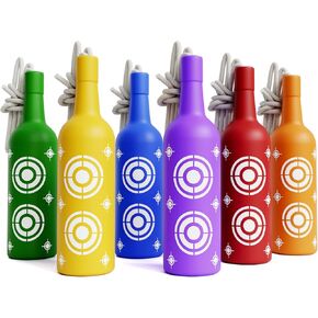 6 Pack Plastic Bottles Shooting Targets, Resetting Targets for Shooting Range, with Rope for Firearm Target Practice, Reactive Targets Outdoor, Backyard, Indoor, Portable