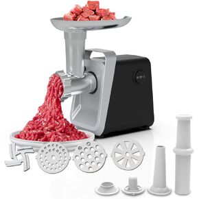 Electric Meat Grinder, Sausage Stuffer Maker, 3000W Max, Reverse Function,Stainless steel Blade & 3 Plates, Sausage Stuffer Tubes & Kubbe Kit, Food Grinder Meat Mincer Machine for Home Kitchen Use