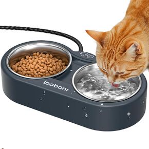 Outdoor Heated Water Bowl for Cat: Heated Cat Bowl - 47 OZ Outdoor Heated Pet Bowl with Stainless Steel Bowl, Heated Water Food Bowl for Cat Pet, Thermal Pet Bowl Provide Water and Hot Food in Winter