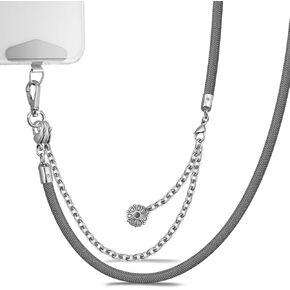 ROCONTRIP 2 in 1 Cell Phone Lanyard Crossbody Phone Chain and Phone Wrist Strap Set Adjustable iPhone Lanyard Chain Fit iPhone 16 with Metal Phone Tether Tab Detachable Phone Wristlet and Neck Strap