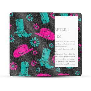 MightySkins Glossy Glitter Skin Compatible with Amazon Kindle Paperwhite 5 6.8-inch 11th Gen (2021) Full Wrap - Neon Cowgirl | Protective High-Gloss Glitter Finish | Easy to Apply | Made in The USA