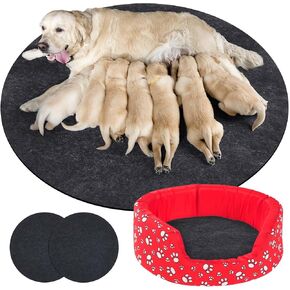 2 Pack 39 Inch Large Whelping Pads for Round Whelping Box Washable Pee Pads for Dogs Absorbent Whelping Mat Waterproof Whelping Box Liner Mat Large Reusable Puppy Pads Pet Training Pads