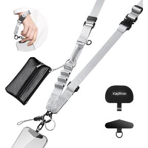 Kaptron Crossbody Phone Lanyard for iPhone - 2 in 1 Adjustable Crossbody Phone Lanyard Wrist Strap with Phone Tethers