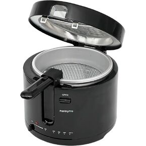 2.5 Liter Electric Deep Fryer with Cool Touch Sides and Nonstick Basket, Adjustable Temperature, Lid with Viewing Window, Black