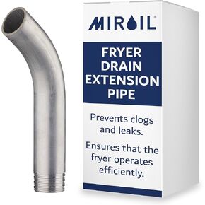 1.25" Oil Fryer Drain Spout, Deep Fryer Curve Out Drain Pipe Fitting, Fryer Drain Extension Pipe, Drain Nipple for Deep Fryers, Oil Fryers, Sinks, 1.25" Screw in x 9.5" Oil Spout by MirOil #90295