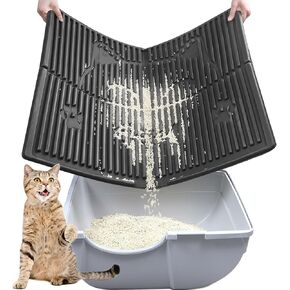 Cat Litter Mat 31"x24" Large Litter Catcher Mat Waterproof Urine Litter Trapping Mat Easy to Clean Kitty Litter Box Mat for Indoor Floor Less Waste, 2 Pack