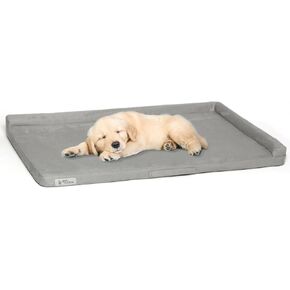 وسادة قفص الكلاب من PetFusion Puppychoice [غطاء ميكروسويد، إسفنج صلب]. غطاء/بطانة مقاومة للماء وغطاء قابل للإزالة والغسل. تتوفر أيضًا أغطية وبطانيات بديلة. ضمان لمدة سنة، XL - 40 × 27، رمادي