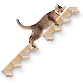 WGYAML 2 Packs Cat Wall Mounted Cat Furniture,Four Step Wood Cat Wall Steps Stairs, for Small Kitty Cat Climbing Playing,with Jute Rope Anti-Slip Design (Medium)