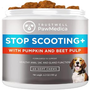 PawMedica Dog Anal Gland Chews to Stop Scoot for Dogs - Anal Gland Dog Constipation Relief - Recommended Dog AnalGland Support Chews Fiber - Fiber Supplement for Dogs (60 Dog Pumpkin Chews)