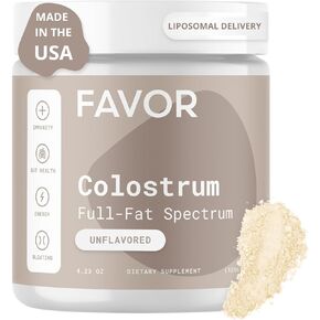 Favor Bovine Colostrum Powder Supplement for Immune Support, Gut Health, & Muscle Recovery, 6-Hour Colostrum Supplement Powder, Unflavored, Non-GMO, & Gluten-Free, 60-Day Supply