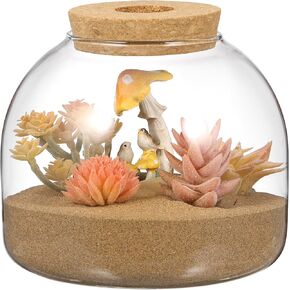 POPETPOP Glass Fish Tank with Cork Lid, Plant Terrarium, Tabletop Succulent Planter Aquarium , Betta Fish Tanks, Hydroponic Plants Terrarium for Home, Office Decor