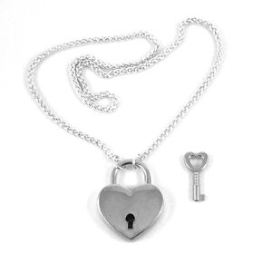Statement Locking Day Collar Necklace Pure Silver Plated Wheat Chain with Heart Padlock and key Choker for Man Women Teenager Bride birthday Gift