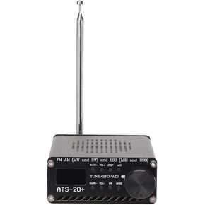 ATS-20 Si4732 مستقبل راديو كامل النطاق، FM AM LW SW SSB مستقبل النطاق العالمي مع مكبر صوت، هوائي، حافظة من سبائك الألومنيوم مستقبل راديو محمول على الموجات القصيرة للمنزل والتخييم في الهواء الطلق