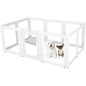 Clear Acrylic Plastic Dog Playpen Indoor,for Puppy Cat Rabbit Ferret Transparent Pet Pen,Easy Assemble Whelping Crate Kennel Cage Enclosure,Preferable for Small Dogs (23.6“ Height, 8PCS)