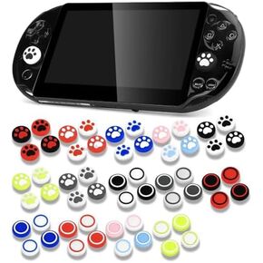 4PCS Silicone Thumbstick Grip Cap Joystick Analog Protective Cover Case for Psvita PS Vita PSV 1000 2000 Slim Game Console (Dot Pink Blue)