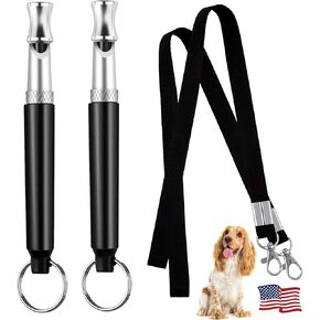 Dog Whistle with Adjustable Strap Lanyards – 2 Pack Dog Whistle to Stop Barking Neighbour’s Dog – Stainless-Steel Dog Training Whistle with High Frequency