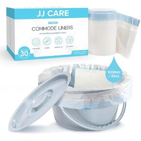 JJ CARE Bedside Commode Liners with Absorbent Pads Disposable - Pack of 30 Portable Toilet & Comode Poop Bags with Liners - Adult Commode Liners for Bedside Toilet Chair Bucket in Saudi Arabia