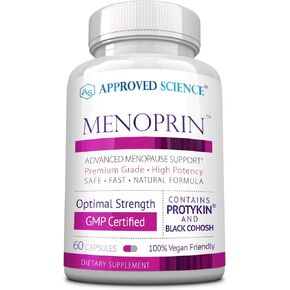 Approved Science Menoprin - Menopause Support - Protykin, Black Cohosh - 60 Capsules - 1 Bottle Menoprin Day + 1 Bottle Menoprin PM - Vegan