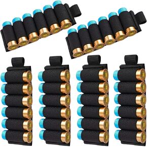 6 Packs 6 Rounds Shotgun Side Saddle Carrier. 12/20 Gauge Shotgun Shell Holder. Molle Buttstock Shotgun Card with Adhesive Back Sticker (Black)
