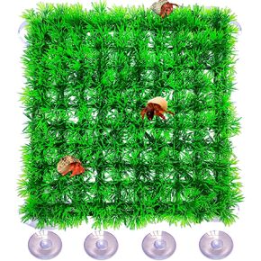 Hermit Crab Climbing Toys, Fake Guppy Grass for Live Hermit Crab, Aquarium Carpet Mat with 8 Suction Cups (4 Spare) for Hermit Crab Climbing, Hermit Crab Accessories, Hermit Crab Tank Decor