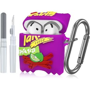 Cute Case for AirPods 4 (2024), 3D Cartoon Funny AirPods 4 Case Food Design Silicone Protection Cover Compatible with AirPods 4th Generation Case Cute Accessories with Keychain/Cleaner Kit (Purple)