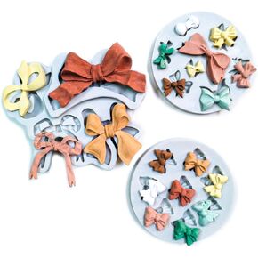 3PCS Bow Silicone Molds, Cute Bow Chocolate Molds Fondant Molds, Handmade Candy Gummy Jello Cupcake Topper Mold, Polymer Clay Soap Resin Plaster Art Craft Mould Birthday Party Wedding Cake Decorating