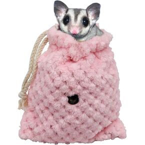 Sugar Glider Bonding Pouch Carrier Bag, Small Animals Sleeping Pouch Bag with Breathable Vent and Drawstring, Portable Travel Bag for Sugar Glider Rat Squirrel Guinea Pig Birds Parrot (Pink)