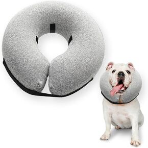 Big Ant Protective Inflatable Collar for Dogs and Cats, Soft Cone for Dogs After Surgery, Dog Neck Donut Collar, Dog Cone Collar Soft Pet Recovery Collar Does Not Block Vision E-Collar (Large, Gray)