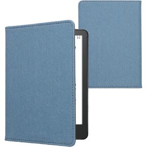 kwmobile Cover Compatible with Amazon Kindle Paperwhite 11. Generation 2021 - Case for E-Reader - Denim Look Fabric Flip Case - Blue