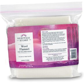 Heritage Store Cotton Flannel, Use in Castor Oil Pack, Natural & Unbleached, Sewn in USA, Reusable, 13 x 15 (33x38cm)