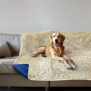 Muddy Mat® Dog Blanket - Chenille Water Absorption Blanket for Bed & Couch Cover for Dogs Washable, Anti-Slip Soft and Durable Furniture Protector for Dogs - Grey 29"x40"