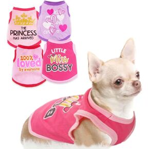 4 Pieces Chihuahua Clothes Cute Dog Clothes for Small Dogs Girl Puppy Shirt Yorkie Clothes Soft Pink Extra Small Dog Pet Clothing Comfortable XXS
