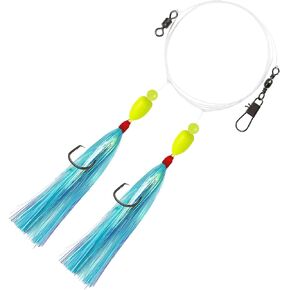 Flounder Rigs, Pr-Rigged Hi Lo Rig Fishing Rigs with Flash Teaser Pompano Rigs Float for Fluke Sea Bass Scup Tautog